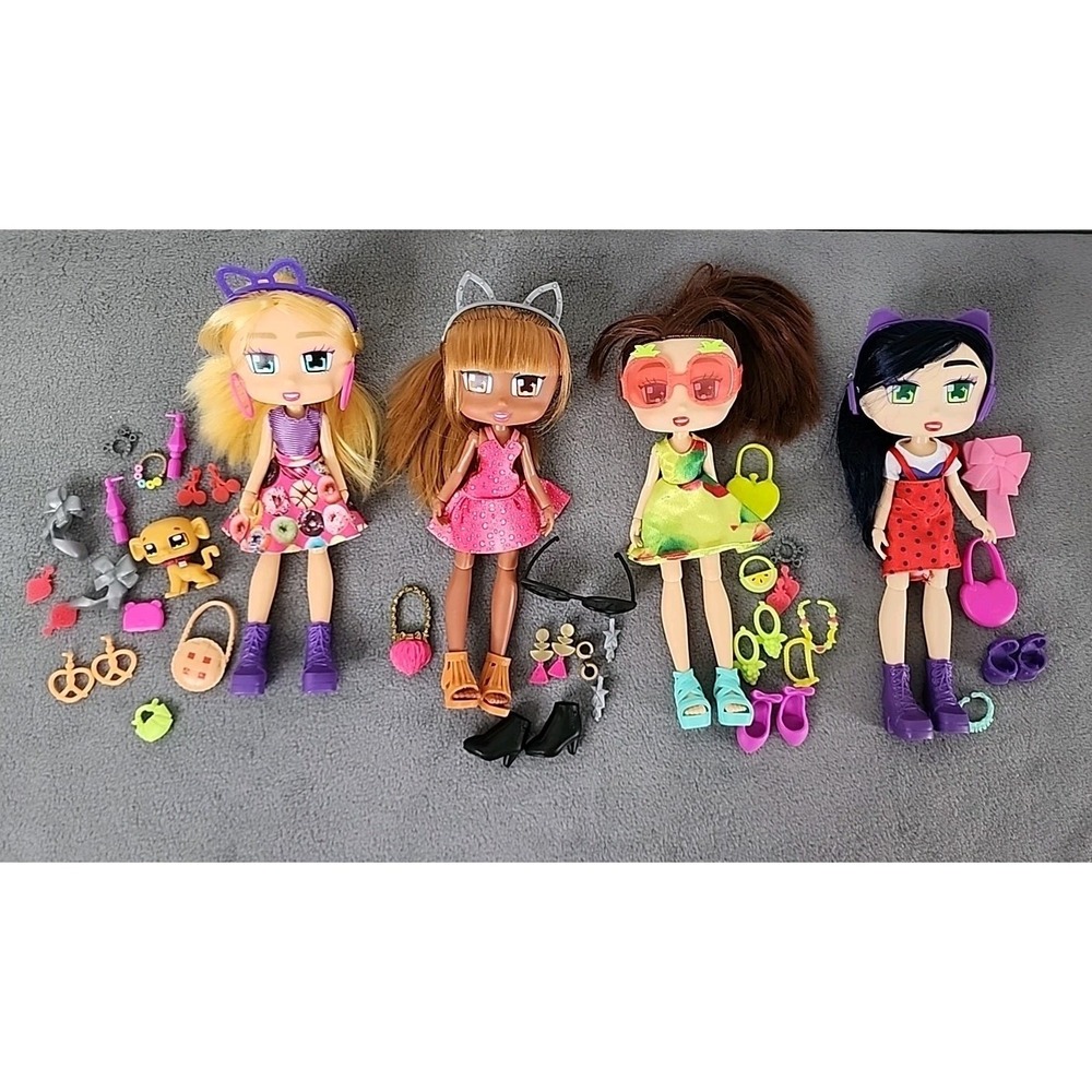 Lot of 4 Boxy Girls Dolls Mixed‎ Outfits Shoes Accessories Dog Glasses